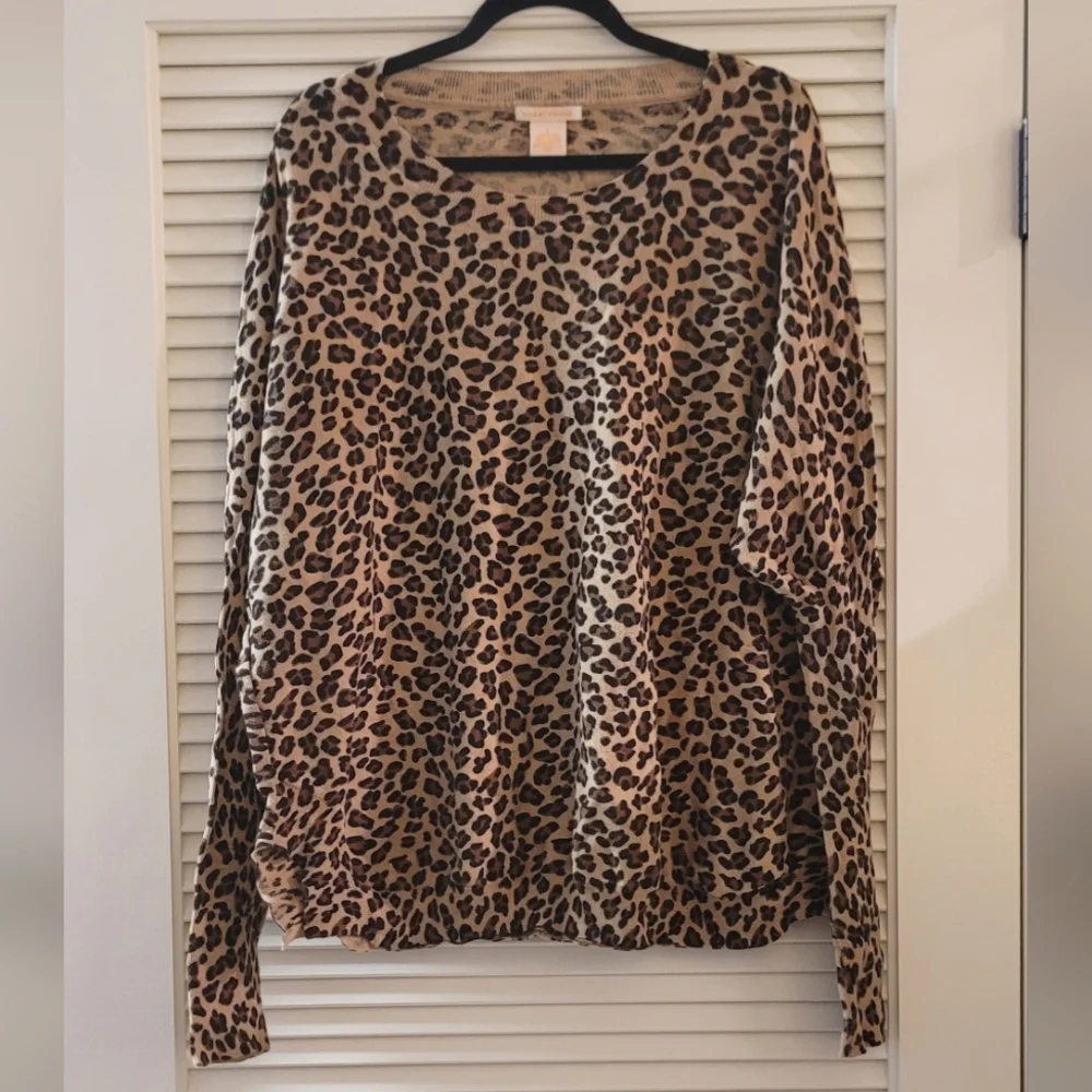 Sweet Romeo- Animal Print 100% Cotton Long-Sleeve Top